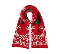 LumiSyne Winter Schals Damen Gestrickte Schals Doppelseitige Christmas Weihnachten Rentier Geweih Schneeflocken Muster Lang Pashmina Stola Dicke