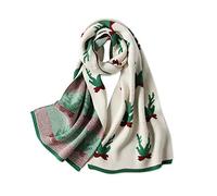 LumiSyne Winter Schals Damen Gestrickte Schals Doppelseitige Christmas Weihnachten Rentier Geweih Schneeflocken Muster Lang Pashmina Stola Dicke