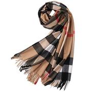 LumiSyne Winter Senior Plaid Kaschmir Schal Mit Quasten Für Damen Herren Übergroßer Tartan Stola Klassisches Karomuster Weiche Und Verdickte Pashmina Kariert Schal