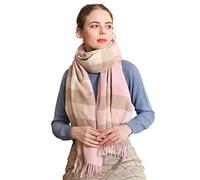 LumiSyne Winter Senior Plaid Kaschmir Schal Mit Quasten Für Damen Herren Übergroßer Tartan Stola Klassisches Karomuster Weiche Und Verdickte Pashmina Kariert Schal