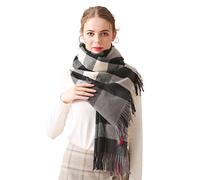 LumiSyne Winter Senior Plaid Kaschmir Schal Mit Quasten Für Damen Herren Übergroßer Tartan Stola Klassisches Karomuster Weiche Und Verdickte Pashmina Kariert Schal