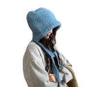 LumiSyne Winter Strickmütze Damen Einfarbig Wolle Gestrickt Verstellbare Kordelzug Doppelter Zweck Ohrenklappe Hut Tasche Vintage Sturmhaube Slouchy Beanie Baggy Skull Cap Warme Mütze Mode Accessoire