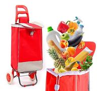 LUNA Einkaufstrolley - Ziehwagen zum Einkaufen mit Einkaufstasche | 40 Liter Shopping Trolley - Einkaufswagen großen Rollen für Treppensteiger | Transportwagen Abnehmbarer Tasche (Rot), (TR-1)