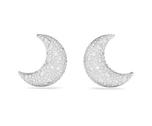Luna Ohrclips, Mond, Weiß, Rhodiniert OS