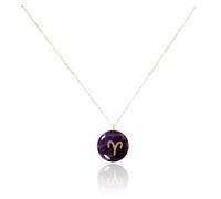 Luna Roy Hearts & Minds Sternzeichen-Halskette, 18 K vergoldet, Amethyst oder Rosenquarz, Talla única, ajustable, Gold Goldfarben Amethyst Rosenquarz, Amethyst Quarz