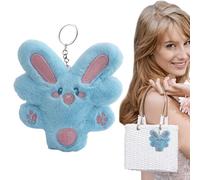 Lunaobrik Kaninchen Schlüsselanhänger, Plüsch Bunny Schlüsselanhänger, Gefüllte Tiermesse Anhänger, Kreative einzigartige Neuheit Puppe Key Chain Bag Anhänger für Socking Stuffer Osterkorb, blu