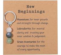 LunarCharm Schlüsselanhänger aus natürlichen mit Geschenkkarte Kristallen Naturstein Schlüsselanhänger als Geschenk zur Linderung von Ängsten als Geschenk für Damen und Herren