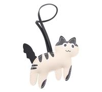 LunarCharm Schlüsselanhänger Katzen, Kätzchen-Taschenanhänger, Leder Glücksbringer Katze Keychain, Schlüsselanhänger Katze, Katze Deko, Katze Geschenke, Weiß