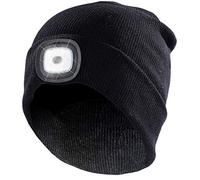 Lunartec LED-Strickmütze mit USB-Ladefunktion, schwarz