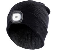 Lunartec Mütze mit Licht Kinder: Schwarze Strickmütze mit LED-Licht, Batteriebetrieb (LED Mütze Kinder, Lampe, Taschenlampen)