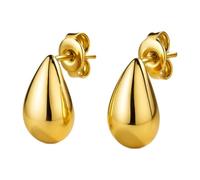 Lundholm Ohrstecker Damen Goldfarben in Tropfenform 1,35 cm | glänzende Tropfen-Ohrringe aus 316L Edelstahl, Gold-PVD - wasserfest, hypoallergen, farbecht - Skandinavisches Design