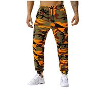 LUNULE Angebot des Tages, Outdoor Hosen Für Herren Herren Hosen Modern Camouflage Drucken Cargo Hose Mit Tasche Outdoor Sporthose Regular Fit Jogginghose Mittelalter Kleidung Herren (Orange,3XL)