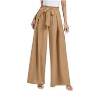LUNULE Angebote des Tages, Sweathose Damen Wide Leg Pants Women Einfarbig Palazzo Hose Straight Bein Hose Freizeithose Elegant Bequeme Stoffhose Radlerhose Damen Cargo Pants Women(Earthy Yellow,XXL)