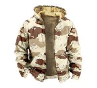 LUNULE Arbeitsjacke Herren Winter Strickjacke Camouflage Druck Teddy Fleece Gefüttert Langarm Hoodie Jacke Mit Reißverschluss Plüsch Trachtenjacke(Tarnung,7XL)