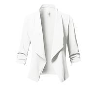 LUNULE Blazer Damen Elegant Einfarbig Langarm Arbeit Büro Open Front Jacke Business Jacken Leicht Dünne Sakko Cardigan Longblazer Slim Fit Basic Jacket Mantel Klassisch Blazerjacke Outwear