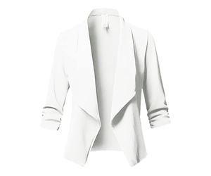 LUNULE Blazer Damen Elegant Einfarbig Langarm Arbeit Büro Open Front Jacke Business Jacken Leicht Dünne Sakko Cardigan Longblazer Slim Fit Basic Jacket Mantel Klassisch Blazerjacke Outwear