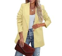 LUNULE Blazer Damen Elegant Sportlich Einfarbig Revers Langarm Sakko Arbeit Büro Knopf Open Front Jacke Anzug Schwarzer(Gelb,M)