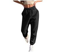 LUNULE Blitzangebote des Tages, Wanderhose Damen Softshellhose Damen Einfarbig Sporthose Mit Kordelzug Straight Bein Hose Fitnesshose Casual Basic Hosen Baggy Hose Damen Funktionshose Damen(Black,M)