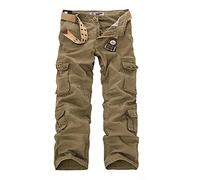 LUNULE Blitzangebote, Freizeithose Herren Cargohose Herren Baggy Einfarbig Cargo Hose Mit Gürtel Hochwertig Wanderhose Mit 8 Taschen Trainingshose Herren Lang wasserdichte Hose Herren(Khaki,40)