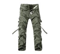 LUNULE Blitzangebote, Outdoorhose Herren Mittelalter Hose Herren Einfarbig Cargo Hose Mit Gürtel Hochwertig Wanderhose Mit 8 Taschen Stoffhose Herren Bermudas Herren Sommer(Army Green,33)