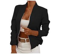 LUNULE Bomberjacke Damen Sweatjacke Mit Kapuze Blumenmuster Langarm Coat Reißverschluss Leichte Dünne Kurz Jacke Strickjacke Sommer(Black,L)