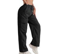 LUNULE Cargohose Damen Baggy Hosen Elastischer Taille Lang Hose Weites Bein Sporthose Leichte Trekkinghose Modische Y2K Streetwear Sportlich Jogginghose Bequeme Arbeitshose Schnelltrocken Sweathose