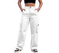 LUNULE Cargohose Damen Lang High Waist Straight Leg Wanderhose Y2K Baggy Hosen Streetwear Weites Bein Sporthose Casual Bequeme Trekkinghose Herbst Winter Sweathose Sportlich Jogginghose Outdoorhose