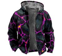 LUNULE College Jacke Herren Sherpa Herrenjacken 3D Druck Teddy Fleece Gefüttert Hoodie Winter Dicke Plüsch Innenfutter Jacken(Blau, 6XL)