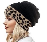 LUNULE Damen Strickmütze Modisch Leopard Muster Winterhüte Laufen Outdoor Radfahren Ski Joggen Strick-Mütze für Frauen Winter Verdicken Warme Beanie-Mütze Damen Schick Casual Wintermütze
