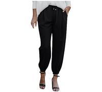 LUNULE Fahrradhose Damen Business Hose Damen Printed Jeans Y2K Slim Fit Leggings Damen 7/8 Jeans Damen Stretch Vintage Clothes 90S Schwarze Schlaghose Jogginghose Ohne Bund (Schwarz, M)