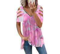 LUNULE Festival Outfit Damen Italienische Mode Schwarzes Crop Top Damen Bluse Weiß Tube Top Fahrrad Shirt Damen Underboob Shirt Pullover Oversize Damen (Hot Pink, M)