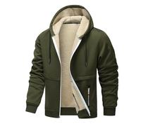 LUNULE Fleece Hoodie Herren Mit Reißverschluss Langarm Sweatjacke Gefütterte Warm Winterjacke Bequemes Jacke Regular Fit(Armeegrün,M)