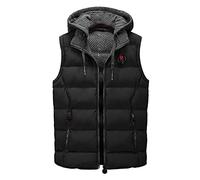 LUNULE Herren Daunenweste Outdoor Sports Laufweste Ärmellos Stepp Sportweste mit Kapuze für Männer Jogging Fitness Freizeit Kapuzenweste mit Reißverschlusstaschen Herren Wärme Pufferweste