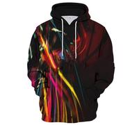 LUNULE Herren Kleidung Pullover Oversize Hoodie 3D Druck Langarm Kapuzenpullover Mit Tasche Bunte Muster Kapuze 3XL Jacke