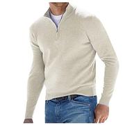 LUNULE Herren Strickpullover Stehkragen Troyer Polo Shirt mit Viertelreißverschluss Feinstrike Pullover einfarbig Pulli Winter Outdoor Übergangspullover Thermo Tops Freizeit Baselayer Unterhemd