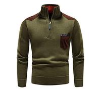 LUNULE Herren Strickpullover Stehkragen Troyer Polo Shirt mit Viertelreißverschluss Feinstrike Pullover mit Tasche Pulli Winter Outdoor Übergangspullover Thermo Tops Freizeit Baselayer Unterhemd