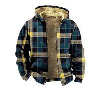 LUNULE Herren Strickpullover Strickmantel Mit Kapuze Winter Jacken Herbst Winter Warm Plaid Fleece Holzfällerhemd Mit Kapuze Lässige Outdoor Kariertes Wolljacke Herren (Yellow, 3XL)