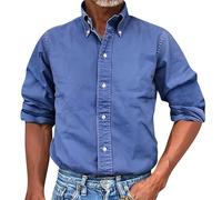 LUNULE , Herrenhemden Langarm Hawaiihemd Herren Einfarbig Button Down Hemden Regular Fit Revers Freizeithemd Casual Basic Hemd Langarmshirt Baumwolle