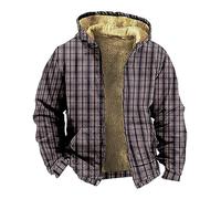 LUNULE Holzfäller Jacke Herren Dicke Strickjacke Hoodie Herren Reißverschluss Herbst Winter Warm Plaid Fleece Holzfällerhemd Mit Kapuze Lässige Outdoor Kariertes Männer Jacke (Gray, 5XL)