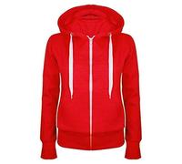 LUNULE Hoodie Damen Oversize Sweatshirtjacke Mit Kapuze Einfarbig Langarm Kapuzenjacke Reißverschluss Casual Leicht Zip Jacke College Jacke(Red,L)
