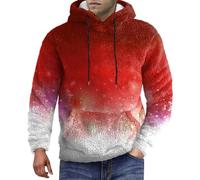 LUNULE Hoodie Herren Hässliche Weihnachtspullover Weihnachten Druck Langarm Kapuzenpullover Mit Taschen Xmas Pullover Weihnachtshoody Ugly Sweater Christmas Herren Strickpullover(Red,4XL)