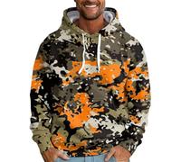 LUNULE Hoodie Oversize Zip Y2K Herren Camouflage Druck Langarm Pullover Mit Kapuze Casual Warm Hoody Sweatshirt Outdoor Norweger Weihnachtspullover(Orange,XXL)