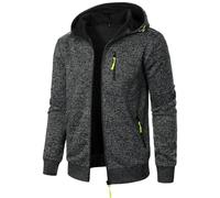 LUNULE Kapuzenjacke Herren Übergangsjacke Einfarbig Langarm Sweatjacke Mit Reißverschluss Casual Sweatshirt Jacke Zip Up Hoodies (Dunkelgrau,L)