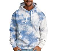 LUNULE Kapuzenpullover Für Herren Pullover Sommer Batik Druck Langarm Mit Kapuze Unisex Basic Hoody Strickpullover Männer Pullover(Blue,M)