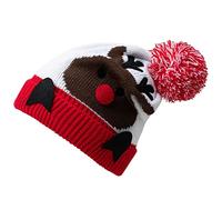 LUNULE Kinder Weihnachtsmütze Modisch Weihnachts-Motiven Strickmütze Winter Verdicken Warme Strick-Mütze für Jungen/Mädchen Laufen Draussen Radfahren Ski Joggen Wintermütze Kinder Schick Bommelmütze