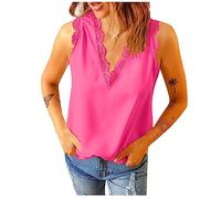 LUNULE Kleid Damen Oversize Pullover Damen Damen Tops T Shirt RüCkenfrei Damen Tank Top Damen Lang Strandkleid GroßE GrößEn Rollkragenshirt Damen Leinenhemd Damen (Hot Pink, XL)