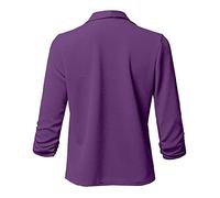 LUNULE Longblazer Damen Blazer Sommer Einfarbig Langarm Arbeit Büro Open Front Jacke Business Jacken Leicht Dünne Sakko Lang(Lila,XL)