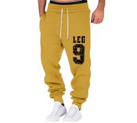 LUNULE Meine Bestellungen, Jogginhose Herren Sportbekleidung Für Herren Brief Drucken Sporthose Mit Kordelzug Regular Fit Jogger Sweathose Arbeitslatzhosen Männer Softshellhose Herren(Yellow,M)