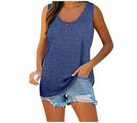 LUNULE Oberteile Damen Sommer Hemdbluse Damen Tank Top Gym Damen Oberteil Schwarz Bluse Damen Elegant Kurzarm Schwarzes Crop Top Damen Rippshirt Damen Langarm Decken Pullover (Blue, 4XL)