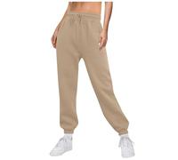 LUNULE Outlet Angebote, Cargohose Damen Musselin Hose Damen Einfarbig Sporthose Mit Taschen Und Tunnelzug Fitness Laufenhose Straight Bein Hose Cargohose Damen Baggy Sweatpants Damen(Khaki,L)